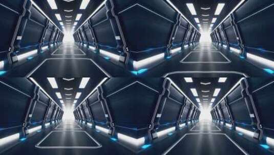 蓝色科技隧道穿梭4K高清在线视频素材下载