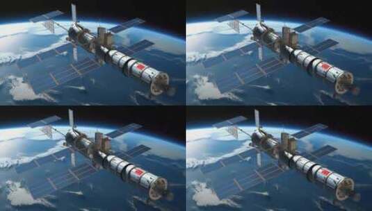 4k太空中绕地球轨道航行创意素材（非真实）高清在线视频素材下载
