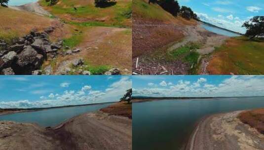 无人机航拍森林河流水库湖泊高山山脉高清在线视频素材下载