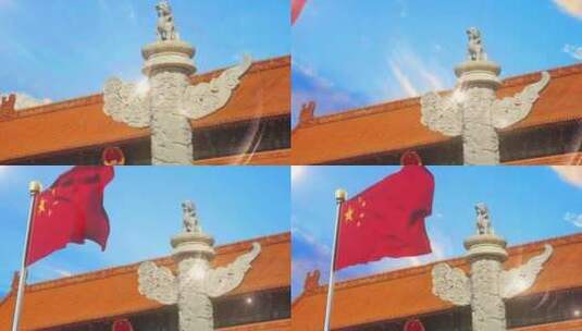 【4K】天安门国旗华表高清在线视频素材下载
