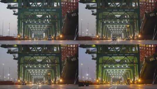 天津港口塔吊装卸集装箱高清在线视频素材下载