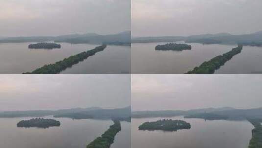 航拍杭州夏季西湖风光 苏堤高清在线视频素材下载