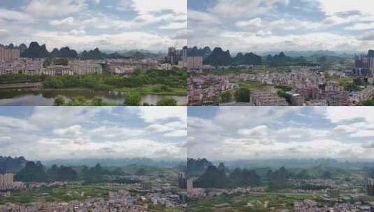 广西桂林山区城市城市周边远山上空云层高清在线视频素材下载