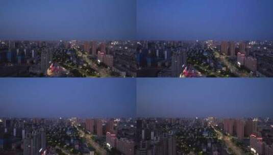 山东潍坊城市夜景灯光航拍高清在线视频素材下载