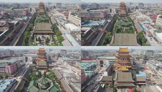 河南开封大相国寺历史文化古建筑航拍高清在线视频素材下载