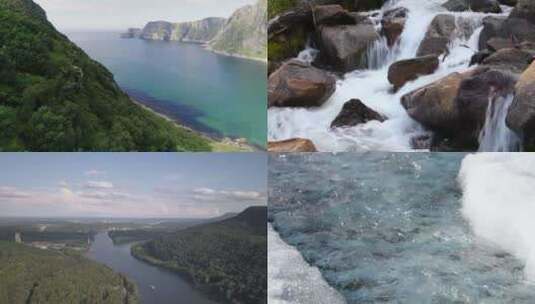 【合集】河流流过石头流水特写高清在线视频素材下载