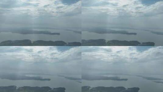 鄱阳湖航拍湖泊湿地公园逆光湖面太阳光湖水高清在线视频素材下载