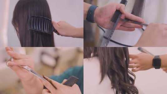 4K-美女理发、理发师、托尼老师高清在线视频素材下载