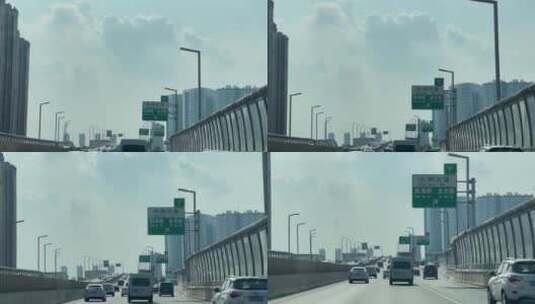 高架桥郑州中州大道导航牌航海路金水路高清在线视频素材下载