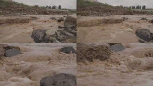 黄河河边石头水流高清在线视频素材下载