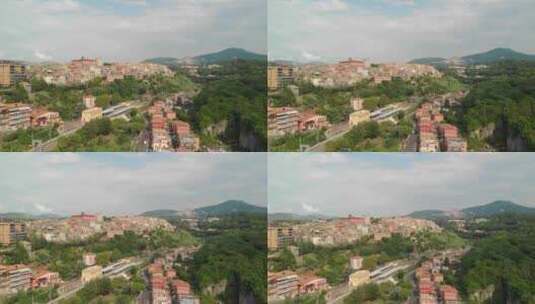 无人机在马里诺上空升起，马里诺是意大利罗马省的一个偏远小镇高清在线视频素材下载