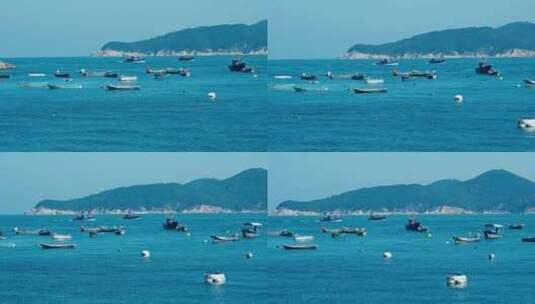 海岛渔港渔船航拍高清在线视频素材下载