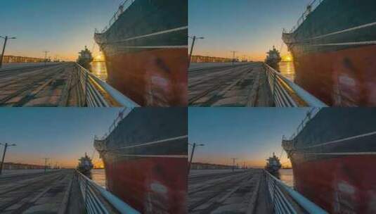 港口码头日落延时摄影高清在线视频素材下载