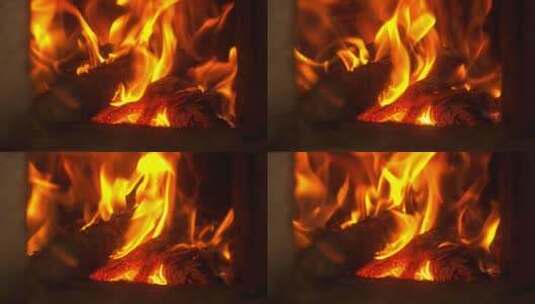 燃烧的炭火木柴土灶台篝火高清在线视频素材下载