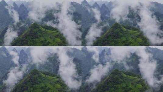 云雾萦绕水汽森林绿色户外航拍高清在线视频素材下载