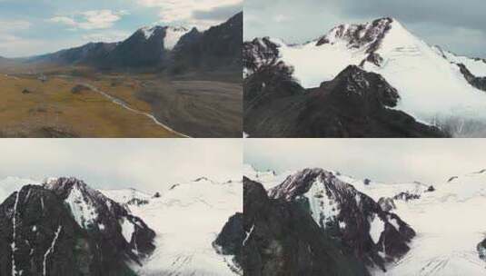 新疆雪山山脉震撼航拍4K风景冰川高清在线视频素材下载