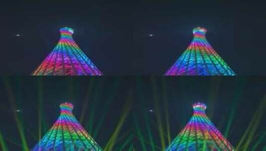 广州国际灯光节广州塔夜景灯光秀高清在线视频素材下载