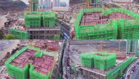 4k 航拍工人工地楼盘建筑高清在线视频素材下载