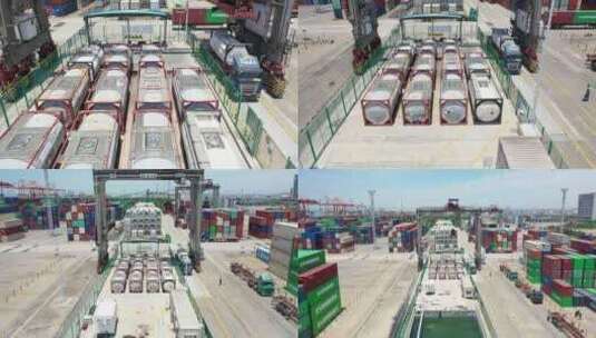 厦门自动化码头港口物流出口海运集装箱货轮高清在线视频素材下载