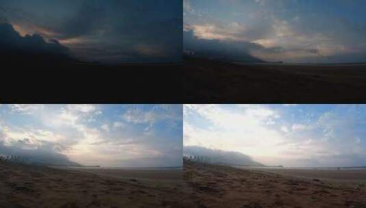 延时摄影青岛海边沙滩云海日出高清在线视频素材下载