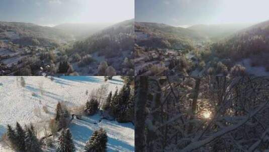 冬天风景森林雪景高清在线视频素材下载