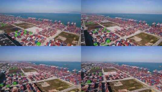 广州_南沙港_出口外贸_港口码头航拍延时高清在线视频素材下载