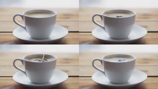 往热咖啡里放糖块高清在线视频素材下载