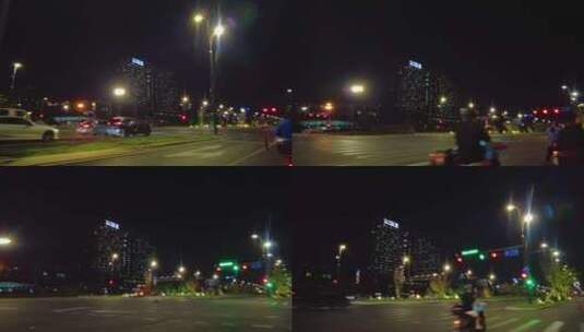 城市夜晚马路夜景车流人流视频素材高清在线视频素材下载