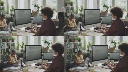 在计算机上使用软件的女性高清在线视频素材下载