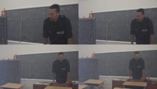 警察在学校的教室里高清在线视频素材下载