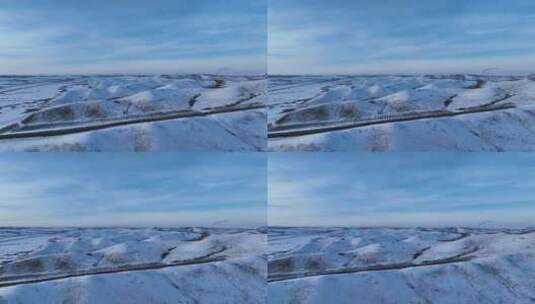 航拍内蒙古雪域雪原丘陵风光高清在线视频素材下载