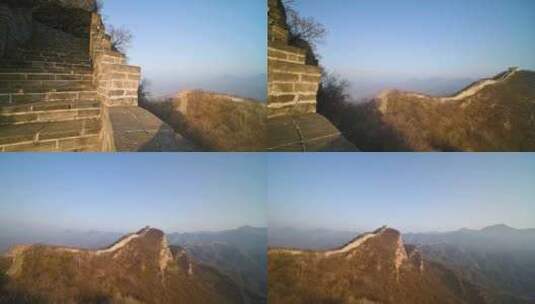 北京春天明长城遗址城墙早晨风光高清在线视频素材下载