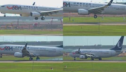 8K深圳宝安飞机场客机降落2高清在线视频素材下载