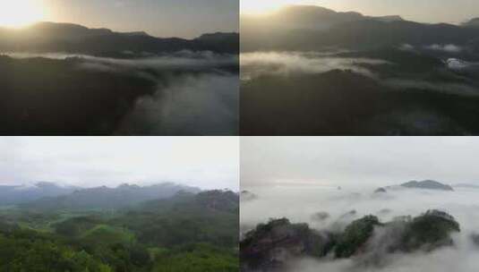 【4K】武夷山茶园日出云雾航拍高清在线视频素材下载
