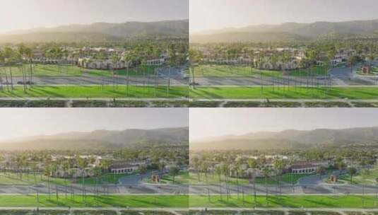 美国加州日落风景如画的圣巴巴拉城市景观高清在线视频素材下载