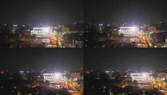 航拍广东阳江人民广场百丽广场夜景高清在线视频素材下载