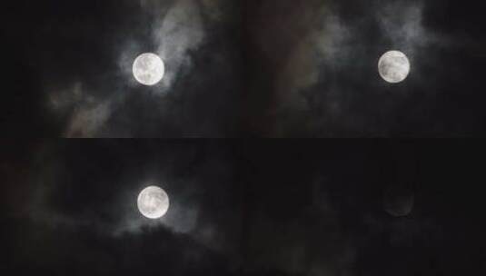 夜晚神秘的乌云月亮高清在线视频素材下载