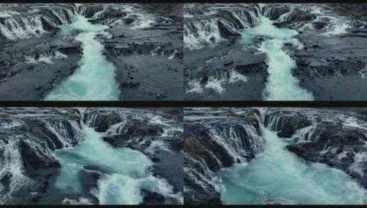 冰岛蓝色瀑布高清在线视频素材下载
