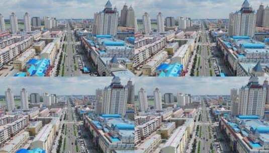 内蒙古满洲里城市风光航拍【4K60】高清在线视频素材下载