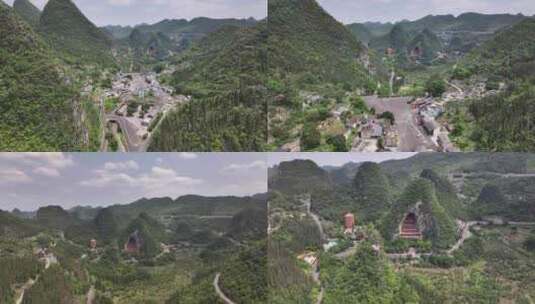 兴义万峰林景区溶洞里的寺庙高清在线视频素材下载