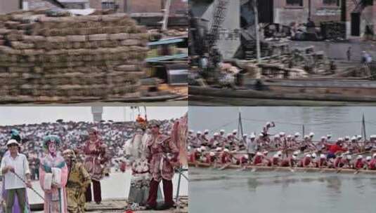 80年代初端午节 长江上的龙舟赛高清在线视频素材下载
