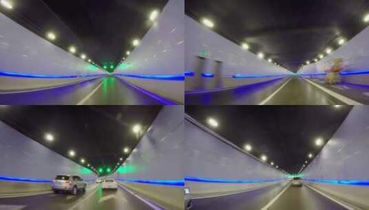 车辆在隧道中驾驶行车驾驶员第一视角高清在线视频素材下载