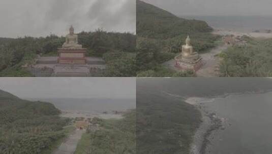 4K 文昌-海边佛光寺 log灰片高清在线视频素材下载