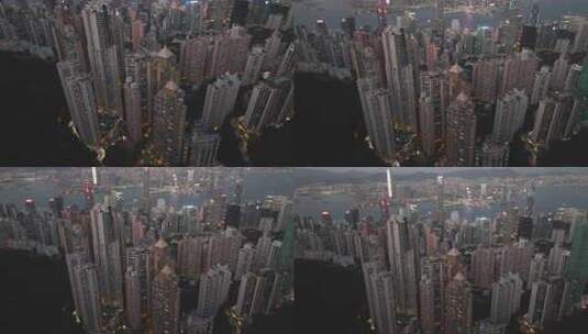 香港 维多利亚港夜景航拍高清在线视频素材下载