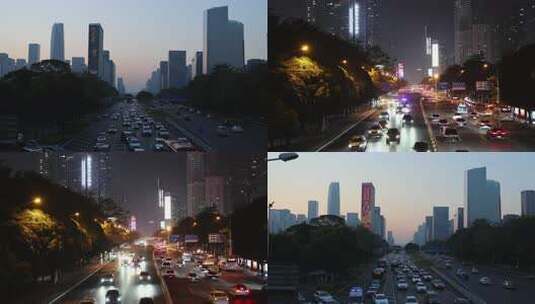 城市夜景街道车流画面高清在线视频素材下载