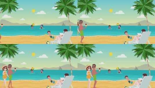 mg人物海边沙滩排球日光浴 夏季户外旅游高清AE视频素材下载
