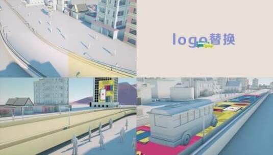 C4D建模城市交通穿MG动画LOGO演绎高清AE视频素材下载