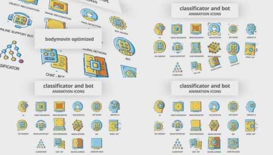 整洁清新卡通分类机器人动画图标展示AE模板高清AE视频素材下载