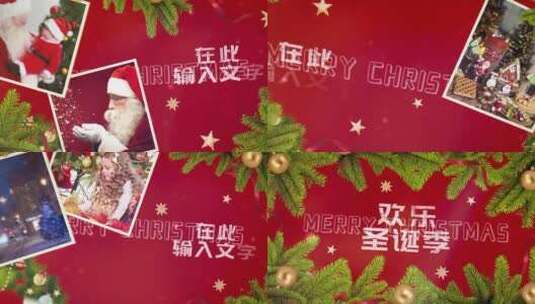 红色圣诞节图文相册（圣诞）高清AE视频素材下载
