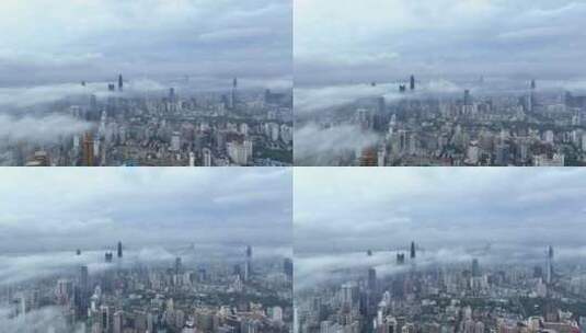 航拍深圳城市地标云海景观高清在线视频素材下载